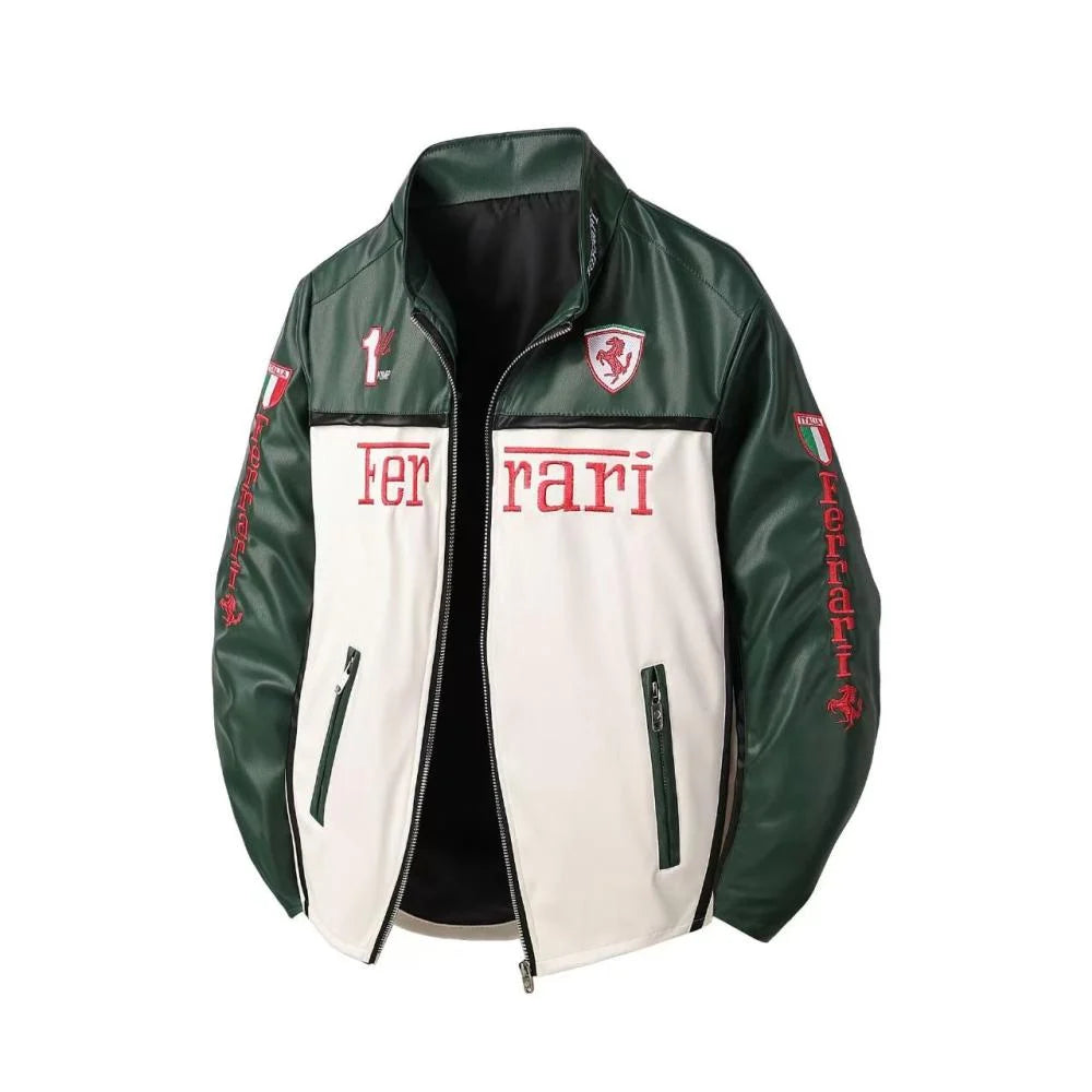 Red SF Jacket Number 1 RACING PU Leather