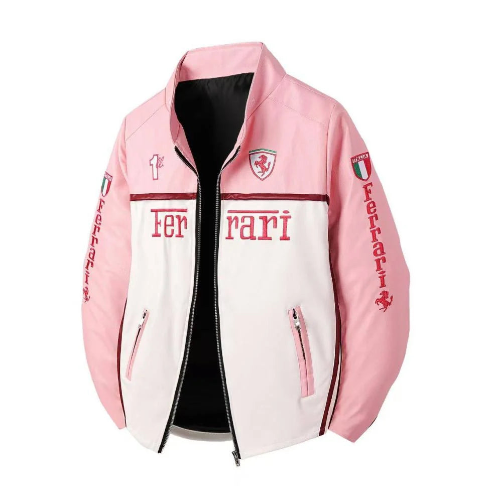 Pink SF Jacket Number 1 RACING PU Leather