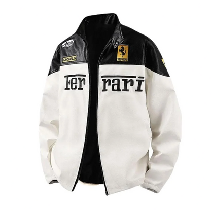 Black and White SF Jacket F1/RACING PU Leather