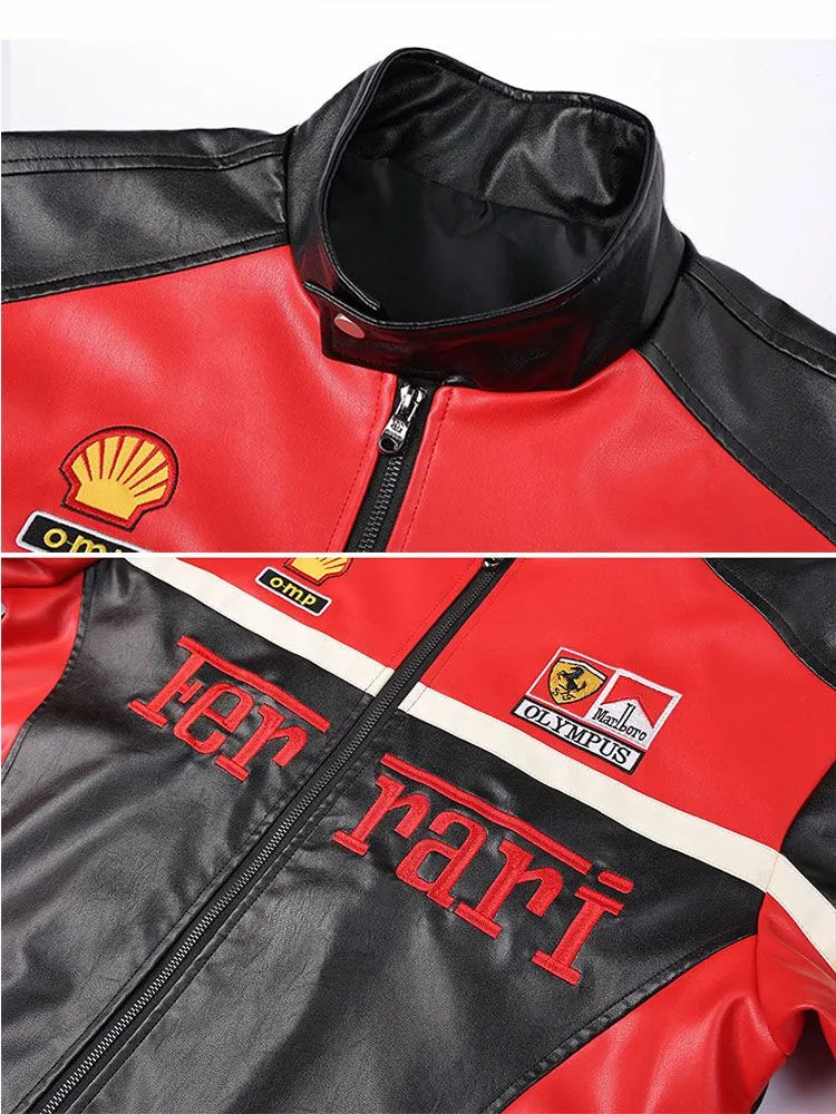 Red and Black SF Jacket RACING PU Leather