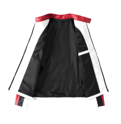 White and Black SF Vodafone Jacket RACING PU Leather
