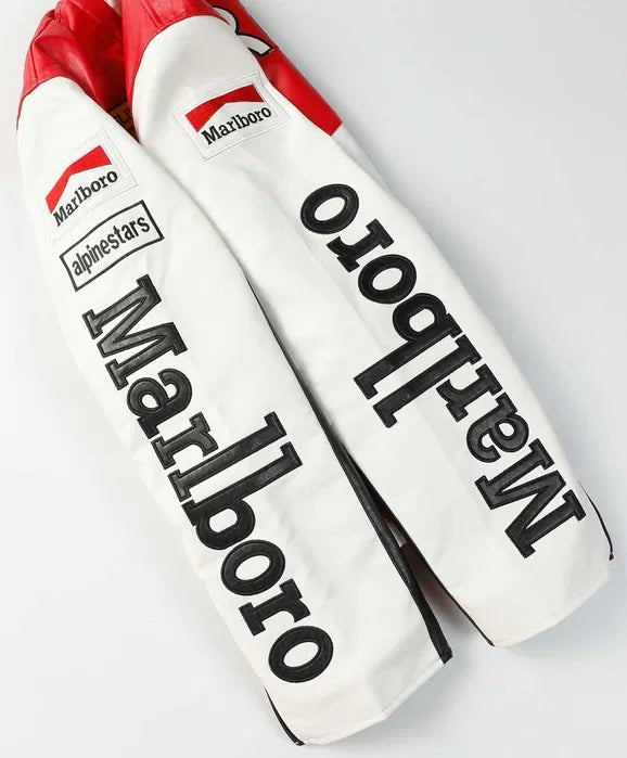 Red and White Malboro Jacket Racing PU Leather